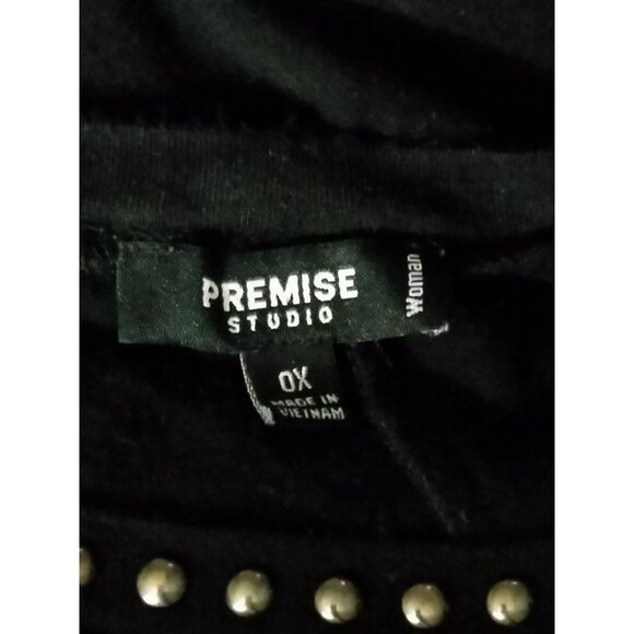 Premise Studio Studded Neckline Hem & 3/4 Sleeve Black Top Size 0X - Picture 6 of 7